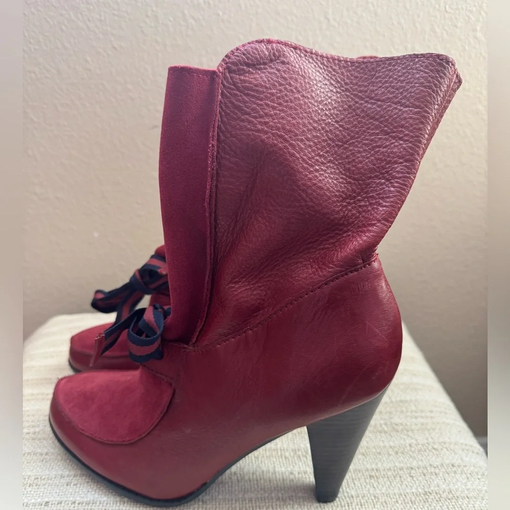Poetic License Red Lace Up Boots - Picture 3 of 9